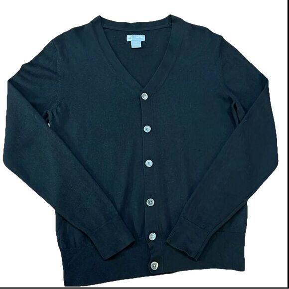 Luxury Merino Wool Black Button Cardigan Sweater Men’s M Classic Layering Knit - Picture 3 of 11